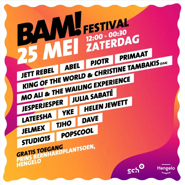 image BAM! Presents: Zaterdag programma 🎉🎶 op BAM! Festival